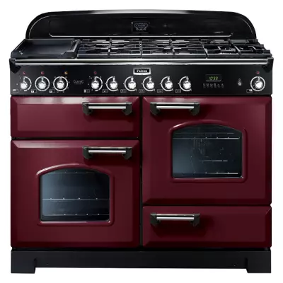 Cuisini�re mixte 110cm Falcon Classic Deluxe Rouge Airelle Chrom� CDL110DFCY/C-EU 3 fours / 5 foyers gaz + 2 vitroc�ramiques
