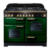 Cuisinière mixte 110cm Falcon Classic Deluxe Vert Anglais Laiton CDL110DFRG/B-EU 3 fours / 5 foyers gaz + 2 vitrocéramiques