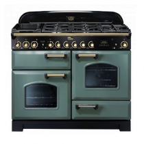 Cuisinière mixte 110cm Falcon Classic Deluxe Vert minéral Laiton CDL110DFMG/B-EU 3 fours / 5 foyers gaz + 2 vitrocéramiques