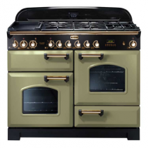 Cuisinière mixte 110cm Falcon Classic Deluxe Vert Olive Laiton CDL110DFOG/B-EU 3 fours / 5 foyers gaz + 2 vitrocéramiques