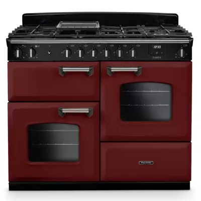 Cuisini�re mixte 110cm Falcon Classic NGC Bordeaux Chrom� CLO110DFPBOR/CM-E1 3 fours �lectriques / 6 foyers gaz