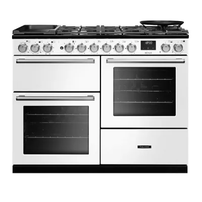 Cuisini�re mixte 110cm Falcon Nexus Blanc Chrom� NEXO110DFPWHT/CM-E1 3 fours �lectriques / 5 foyers gaz + 2 vitroc�ramique