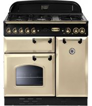 Cuisinière mixte 90cm Falcon Classic Deluxe Crème Laiton CDL90DFCR/B-EU 3 fours électriques / 5 foyers gaz