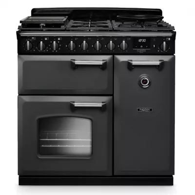Cuisini�re mixte 90cm Falcon Classic Deluxe NGC Ardoise chrom� CLDL90DFPSLT/CM-E1 3 fours �lectriques / 5 foyers gaz