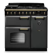 Cuisini&egrave;re mixte 90cm Falcon Classic Deluxe NGC Ardoise laiton antique CLDL90DFPSLT/AB-E1 3 fours &eacute;lectriques / 5 foyers gaz