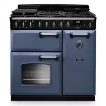 Cuisini&egrave;re mixte 90cm Falcon Classic Deluxe NGC Roche bleue chrom&eacute; CLDL90DFPSTB/CM-E1 3 fours &eacute;lectriques / 5 foyers gaz