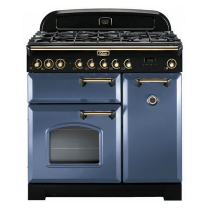 Cuisinière mixte 90cm Falcon Classic Deluxe Roche bleue Laiton CDL90DFSB/B-EU 3 fours électriques / 5 foyers gaz