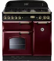 Cuisini&egrave;re mixte 90cm Falcon Classic Deluxe Rouge Airelle Laiton CDL90DFCY/B-EU 3 fours &eacute;lectriques / 5 foyers gaz