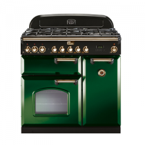 Cuisinière mixte 90cm Falcon Classic Deluxe Vert Anglais Laiton CDL90DFRG/B-EU 3 fours électriques / 5 foyers gaz