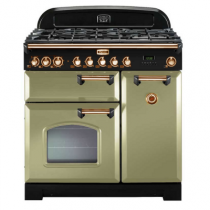 Cuisinière mixte 90cm Falcon Classic Deluxe Vert Olive Laiton CDL90DFOG/B-EU 3 fours électriques / 5 foyers gaz