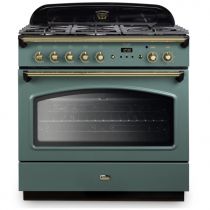 Cuisinière mixte 90cm Falcon Classic FX Vert minéral mat Laiton CLAS90FXDFMG/B-EU 1 four électrique / 5 foyers gaz