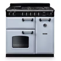 Cuisini&egrave;re mixte 90cm Falcon Classic NGC Bleu pastel Chrom&eacute; CL90DFPMSB/CM-E1 3 fours &eacute;lectriques / 5 foyers gaz