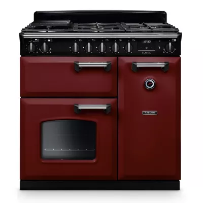 Cuisini�re mixte 90cm Falcon Classic NGC Bordeaux Chrom� CL90DFPBOR/CM-E1 3 fours �lectriques / 5 foyers gaz