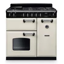Cuisini&egrave;re mixte 90cm Falcon Classic NGC Cr&egrave;me pastel Chrom&eacute; CL90DFPPCR/CM-E1 3 fours &eacute;lectriques / 5 foyers gaz