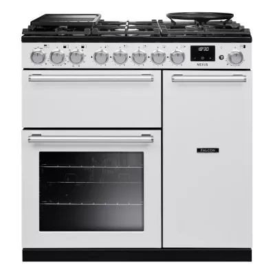 Cuisini�re mixte 90cm Falcon Nexus Blanc Chrom� NEX90DFPWHT/CM-E1 3 fours �lectriques / 5 foyers gaz