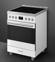 Cuisinière Sinfonia 60cm Four multifonction pyrolyse / 4 foyers induction Blanc - SMEG Elite Réf. C6IPWHM2