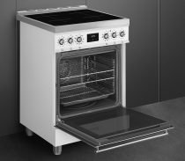 Cuisinière Sinfonia 60cm Four multifonction pyrolyse / 4 foyers induction Blanc - SMEG Elite Réf. C6IPWHM2