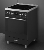 Cuisinière Sinfonia 60cm Four multifonction pyrolyse / 4 foyers induction Noir mat - SMEG Elite Réf. C6IPMBM2