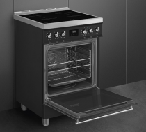 Cuisinière Sinfonia 60cm Four multifonction pyrolyse / 4 foyers induction Noir mat - SMEG Elite Réf. C6IPMBM2