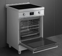 Cuisinière Sinfonia 60cm Four multifonction pyrolyse 4 foyers induction Inox - SMEG Elite Réf. C6IPXT2