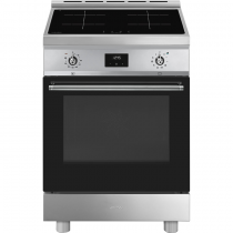 Cuisinière Sinfonia 60cm Four multifonction pyrolyse 4 foyers induction Inox - SMEG Elite Réf. C6IPXT2