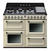 Cuisinière Victoria 110cm 2 fours Vapor Clean 63l + 1 gril / 7 brûleurs gaz Crème - SMEG Réf. TR4110PF