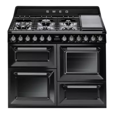 Cuisini�re Victoria 110cm 2 fours Vapor Clean 63l + 1 gril / 7 br�leurs gaz Noir - SMEG R�f. TR4110BLF