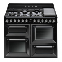 Cuisinière Victoria 110cm 2 fours Vapor Clean 63l + 1 gril / 7 brûleurs gaz Noir - SMEG Réf. TR4110BLF