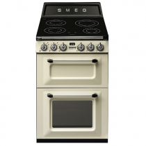 Cuisinière Victoria 60cm 1 four électrique 61l + 1 four électrique 35l / 4 foyers induction Crème - SMEG ELITE Réf. TR62IP