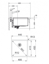 Cuve sous plan Box BXX110-40 44x45cm vidage manuel Inox - FRANKE Réf. 955652