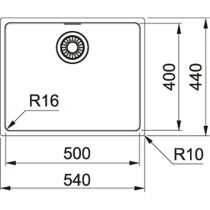 Cuve sous-plan Maris MRX110-50 54x44cm vidage automatique Inox - FRANKE Réf. 471497