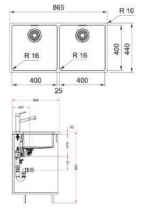 Cuves sous-plan Maris MRX120-40-40 86.5x44cm vidage automatique Inox - FRANKE Réf. 566049