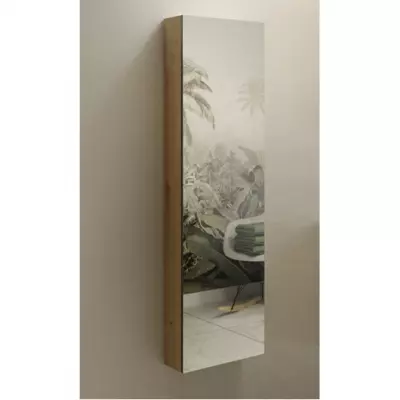 Demi-colonne flaconnier BENTO 35cm H.118cm 1 porte miroir - D�cor bois au choix - DECOTEC R�f. 1797121 / 1797131