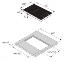 Domino de cuisson induction 38cm 2 foyers Noir - ASKO Réf. HID352GC