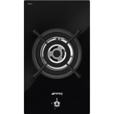 Domino gaz \ Classica\  30cm 1 foyer Verre noir / manette inox - SMEG Elite R�f. PV331CN