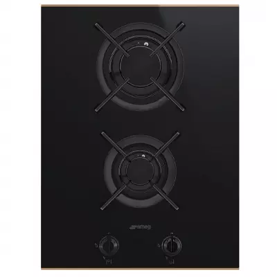 Domino gaz Dolce Stil Novo 38cm 2 foyers Noir / Cuivre - SMEG R�f. PV632CNR