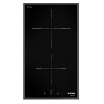 Domino induction 30cm 2 foyers Noir bord biseauté - SMEG Réf. SI5322B