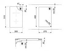 Domino vitroc&eacute;ramique 30cm 2 zones Noir - SMEG Elite R&eacute;f. SE232TD2