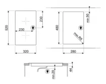Domino vitroc&eacute;ramique 30cm 2 zones Noir - SMEG R&eacute;f. SE232TX2