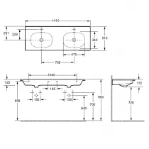 Double plan-vasque 140 cm Blanc brillant- JACOB DELAFON R&eacute;f. EXBY112-Z-00