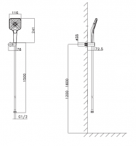 Douchette 3 jets avec support et flexible Gun - O\'DESIGN Réf. DUP-DRAK-G