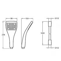 Douchette &agrave; main &Eacute;O Large 1 jet avec flexible Chrome - JACOB DELAFON R&eacute;f. CE98232-CP