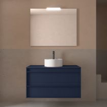 Ensemble ATTILA 100cm meuble 2 tiroirs Bleu satiné + plan (vasque & miroir en option) - Salgar Réf. 104966