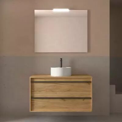 Ensemble ATTILA 100cm meuble 2 tiroirs Ch�ne Africain + plan (vasque & miroir en option) - Salgar R�f. 104970