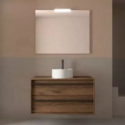 Ensemble ATTILA 100cm meuble 2 tiroirs Noyer Maya + plan (vasque & miroir en option) - Salgar R�f. 104971