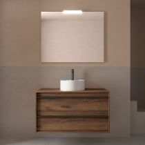 Ensemble ATTILA 100cm meuble 2 tiroirs Noyer Maya + plan (vasque & miroir en option) - Salgar Réf. 104971