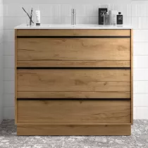 Ensemble ATTILA 101cm meuble 3 tiroirs Ch&ecirc;ne africain + vasque (miroir en option)  - SALGAR R&eacute;f. 105126