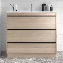 Ensemble ATTILA 101cm meuble 3 tiroirs Ch&ecirc;ne naturel + vasque (miroir en option)  - SALGAR R&eacute;f. 105125