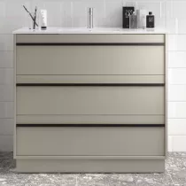 Ensemble ATTILA 101cm meuble 3 tiroirs Gris satin&eacute; + vasque (miroir en option) - SALGAR R&eacute;f. 118003