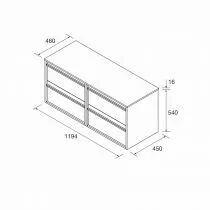 Ensemble ATTILA 120cm meuble 4 tiroirs Blanc satin&eacute; + plan (vasques & miroir en option) - Salgar R&eacute;f. 104972